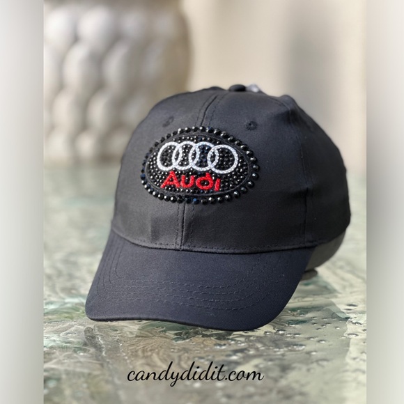 NWT Candy Did It! Handmade Black Audi Bling Logo Black Ball Cap - Picture 6 of 11